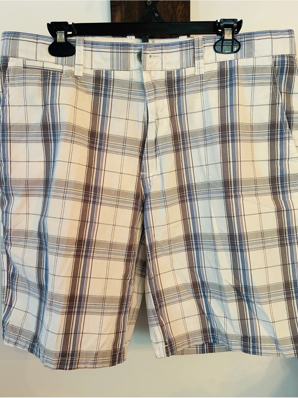 Men's Weatherproof Plaid Cotton Shorts — Beige & Blue size 36